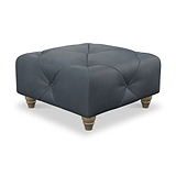 Everett Leather Footstool Navy Walnut Feet from Roseland Furniture
