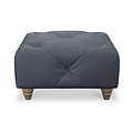 Everett Leather Footstool Navy Walnut Feet from Roseland Furniture