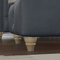 Everett Leather Footstool Navy Walnut Feet from Roseland Furniture