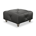Everett Leather Footstool Raven Washed Feet from Roseland Furniture