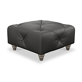 Everett Leather Footstool Raven Washed Feet from Roseland Furniture