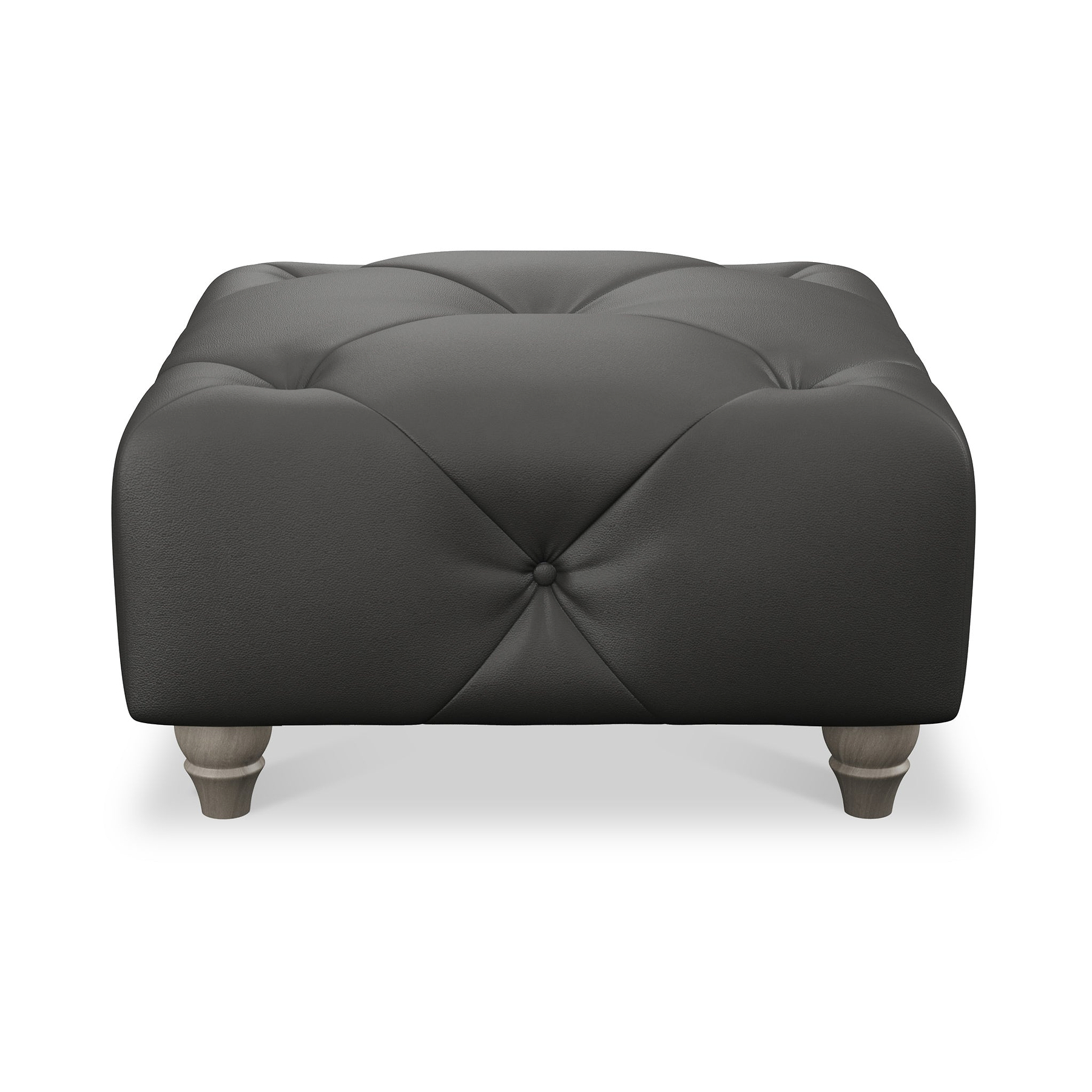 Everett Leather Footstool Raven Washed Feet from Roseland Furniture