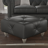 Everett Leather Footstool Raven Washed Feet from Roseland Furniture