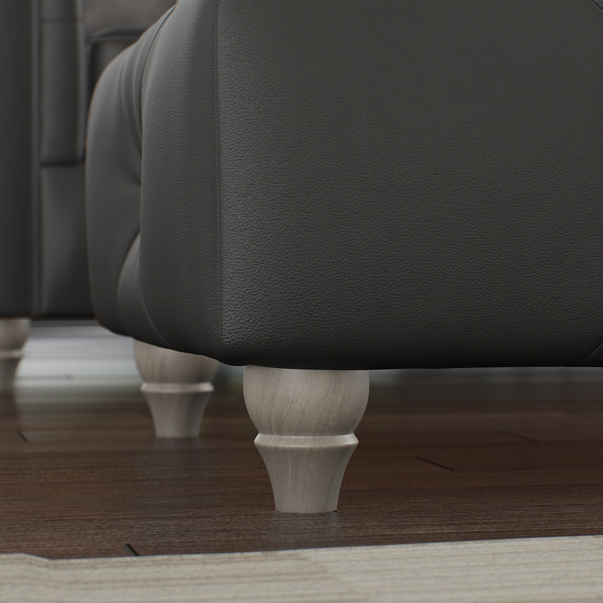 Everett Leather Footstool Raven Washed Feet from Roseland Furniture