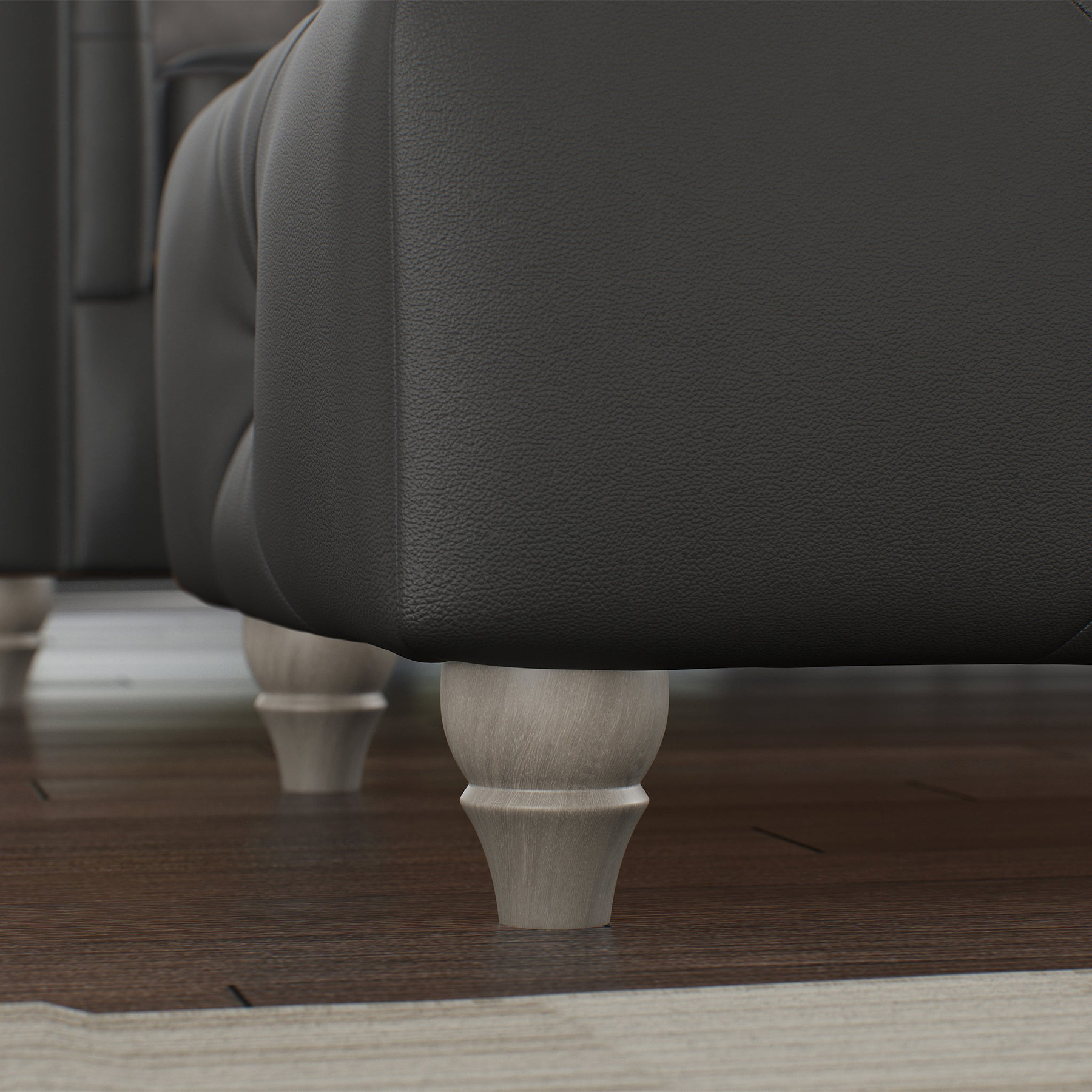 Everett Leather Footstool Raven Washed Feet from Roseland Furniture