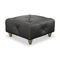 Everett Leather Footstool Raven Walnut Feet from Roseland Furniture