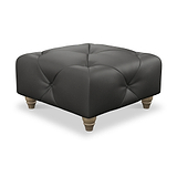 Everett Leather Footstool Raven Walnut Feet from Roseland Furniture