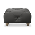 Everett Leather Footstool Raven Walnut Feet from Roseland Furniture