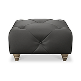 Everett Leather Footstool Raven Walnut Feet from Roseland Furniture