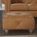 Everett Leather Footstool Saddle Washed Feet from Roseland Furniture