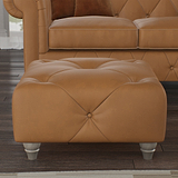 Everett Leather Footstool Saddle Washed Feet from Roseland Furniture