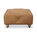 Everett Leather Footstool Saddle Walnut Feet from Roseland Furniture