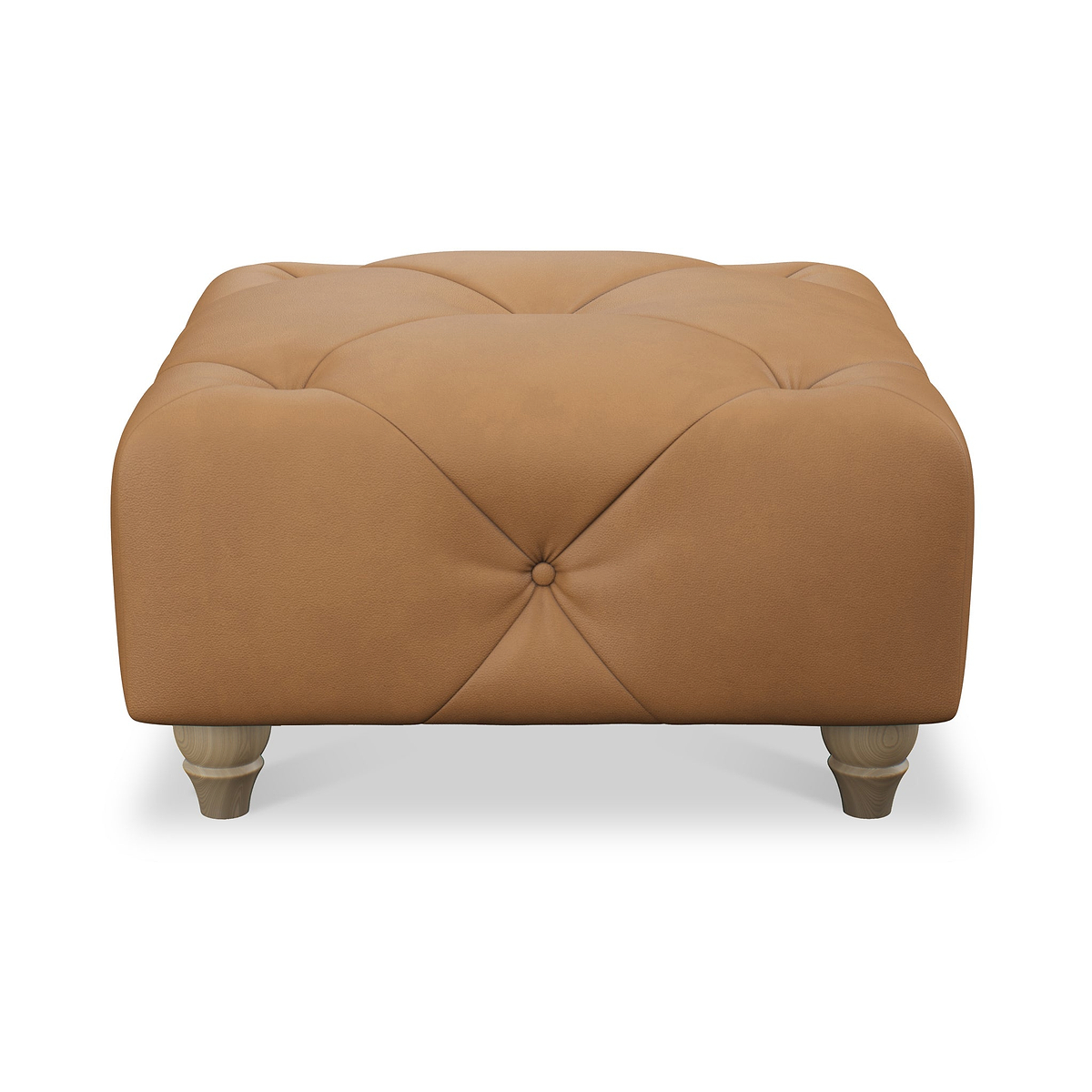 Everett Leather Footstool Saddle Walnut Feet from Roseland Furniture