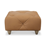 Everett Leather Footstool Saddle Walnut Feet from Roseland Furniture
