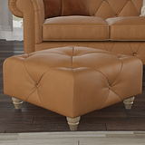 Everett Leather Footstool Saddle Walnut Feet from Roseland Furniture