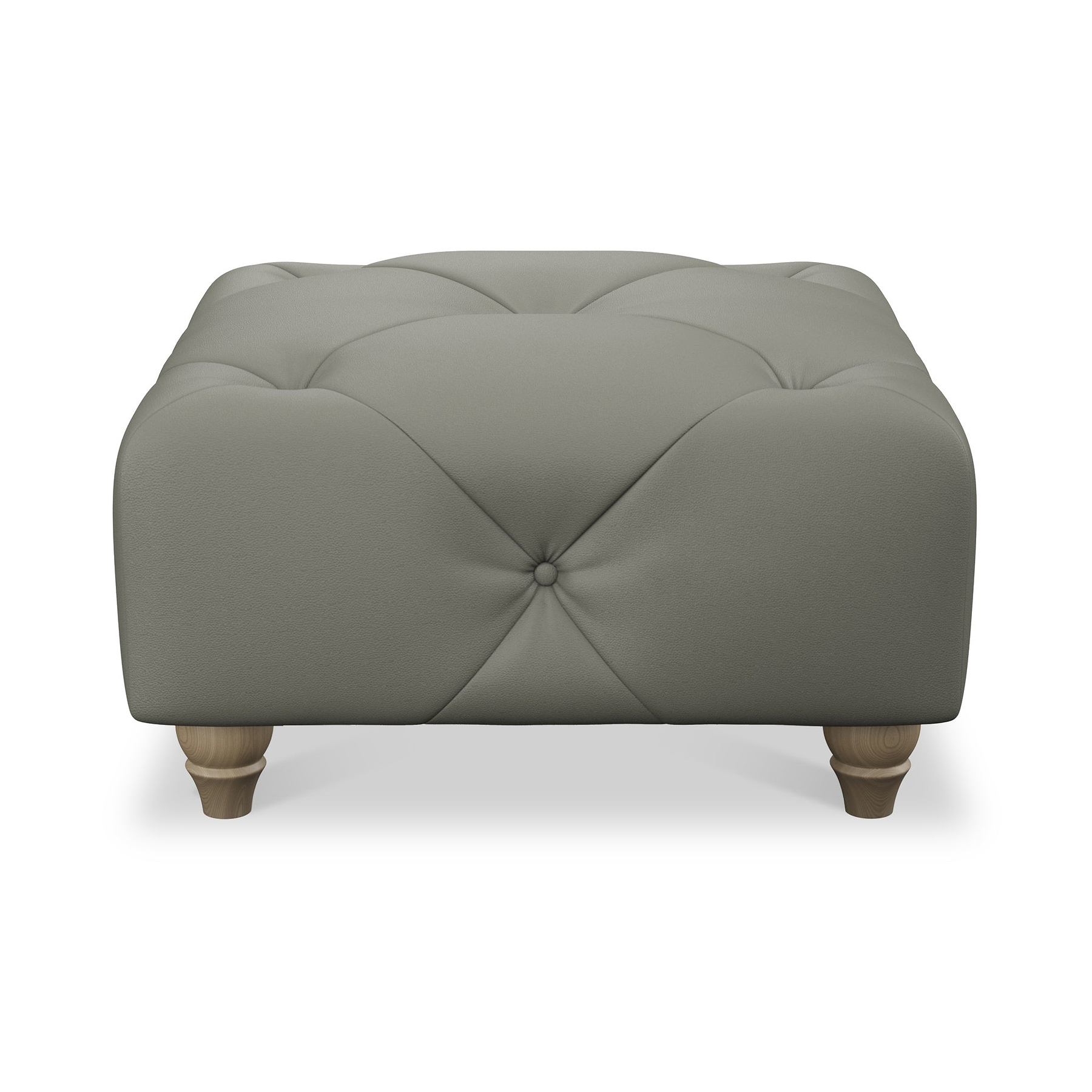 Everett Leather Footstool Stone Walnut Feet from Roseland Furniture