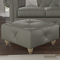 Everett Leather Footstool Stone Walnut Feet from Roseland Furniture
