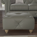 Everett Leather Footstool Stone Walnut Feet from Roseland Furniture
