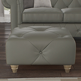 Everett Leather Footstool Stone Walnut Feet from Roseland Furniture