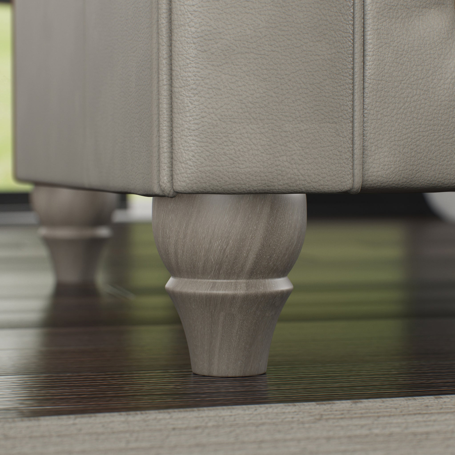 Everett Leather Armchair Cloud Grey Washed Oak Feet from Roseland Furniture