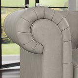 Everett Leather Armchair Cloud Grey Walnut Feet from Roseland Furniture