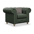 Everett Leather Armchair Green Walnut Feet from Roseland Furniture