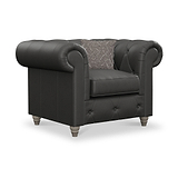 Everett Leather Armchair Raven Washed Oak Feet from Roseland Furniture