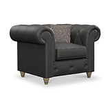 Everett Leather Armchair Raven Walnut Feet from Roseland Furniture