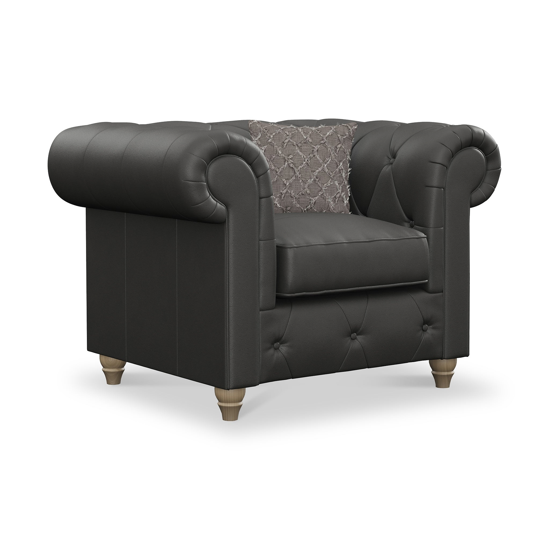Everett Leather Armchair Raven Walnut Feet from Roseland Furniture