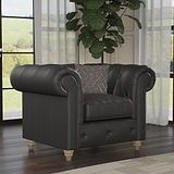 Everett Leather Armchair Raven Walnut Feet from Roseland Furniture