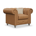 Everett Leather Armchair Saddle Washed Oak Feet from Roseland Furniture
