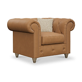 Everett Leather Armchair Saddle Walnut Feet from Roseland Furniture
