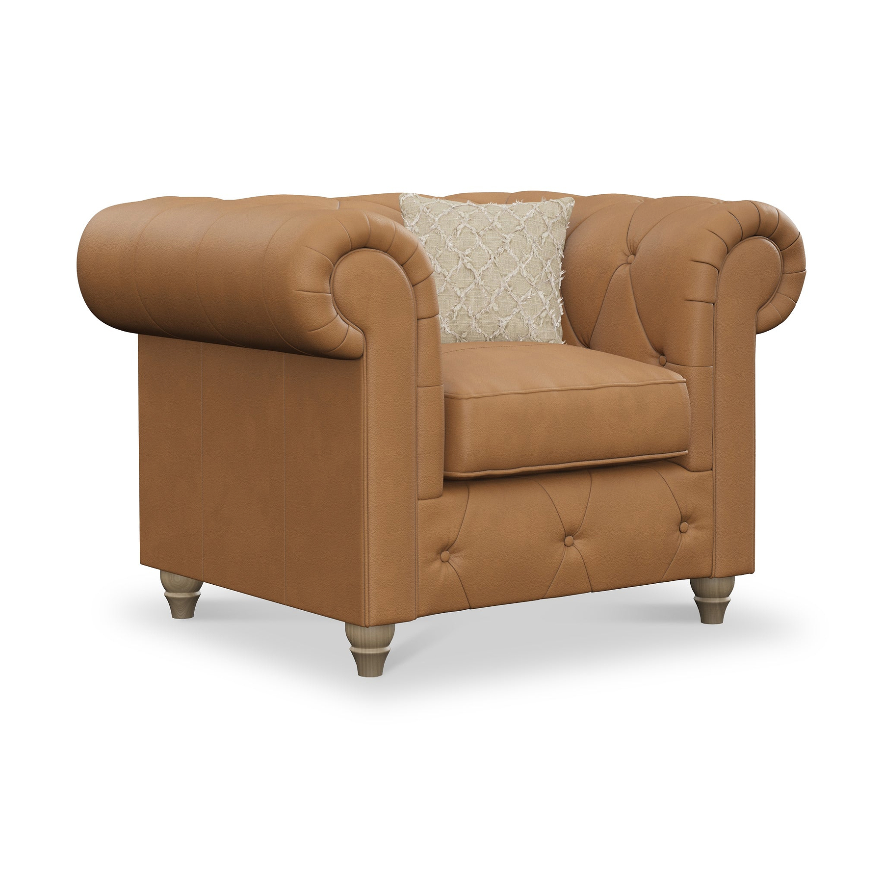 Everett Leather Armchair Saddle Walnut Feet from Roseland Furniture