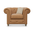 Everett Leather Armchair Saddle Walnut Feet from Roseland Furniture