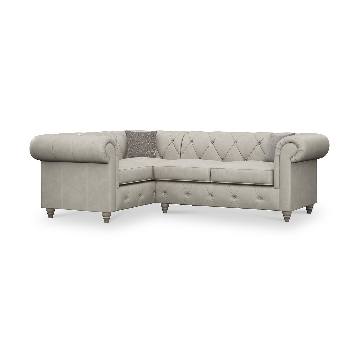 Everett LH Leather Corner Sofa Cloud Washed Feet from Roseland Furniture