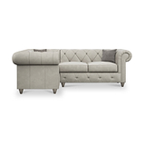 Everett LH Leather Corner Sofa Cloud Washed Feet from Roseland Furniture