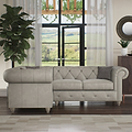 Everett LH Leather Corner Sofa Cloud Washed Feet from Roseland Furniture