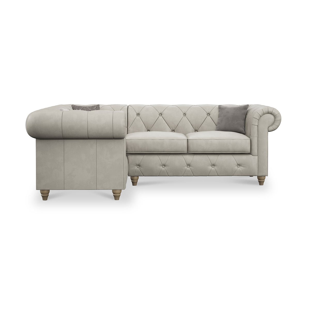 Everett LH Leather Corner Sofa Cloud Walnut Feet from Roseland Furniture