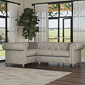 Everett LH Leather Corner Sofa Cloud Walnut Feet from Roseland Furniture