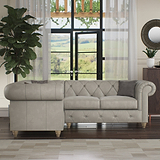 Everett LH Leather Corner Sofa Cloud Walnut Feet from Roseland Furniture