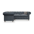 Everett LH Leather Corner Sofa Navy Washed Feet from Roseland Furniture