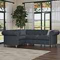 Everett LH Leather Corner Sofa Navy Walnut Feet from Roseland Furniture