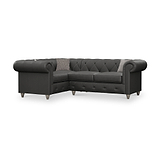 Everett LH Leather Corner Sofa Raven Washed Feet from Roseland Furniture