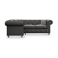 Everett LH Leather Corner Sofa Raven Washed Feet from Roseland Furniture