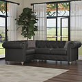 Everett LH Leather Corner Sofa Raven Washed Feet from Roseland Furniture