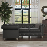 Everett LH Leather Corner Sofa Raven Washed Feet from Roseland Furniture