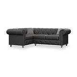 Everett LH Leather Corner Sofa Raven Walnut Feet from Roseland Furniture