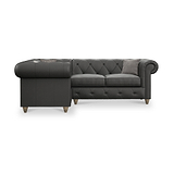 Everett LH Leather Corner Sofa Raven Walnut Feet from Roseland Furniture