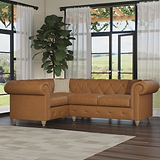 Everett LH Leather Corner Sofa Saddle Walnut Feet from Roseland Furniture