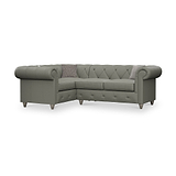 Everett LH Leather Corner Sofa Stone Grey Washed Feet from Roseland Furniture